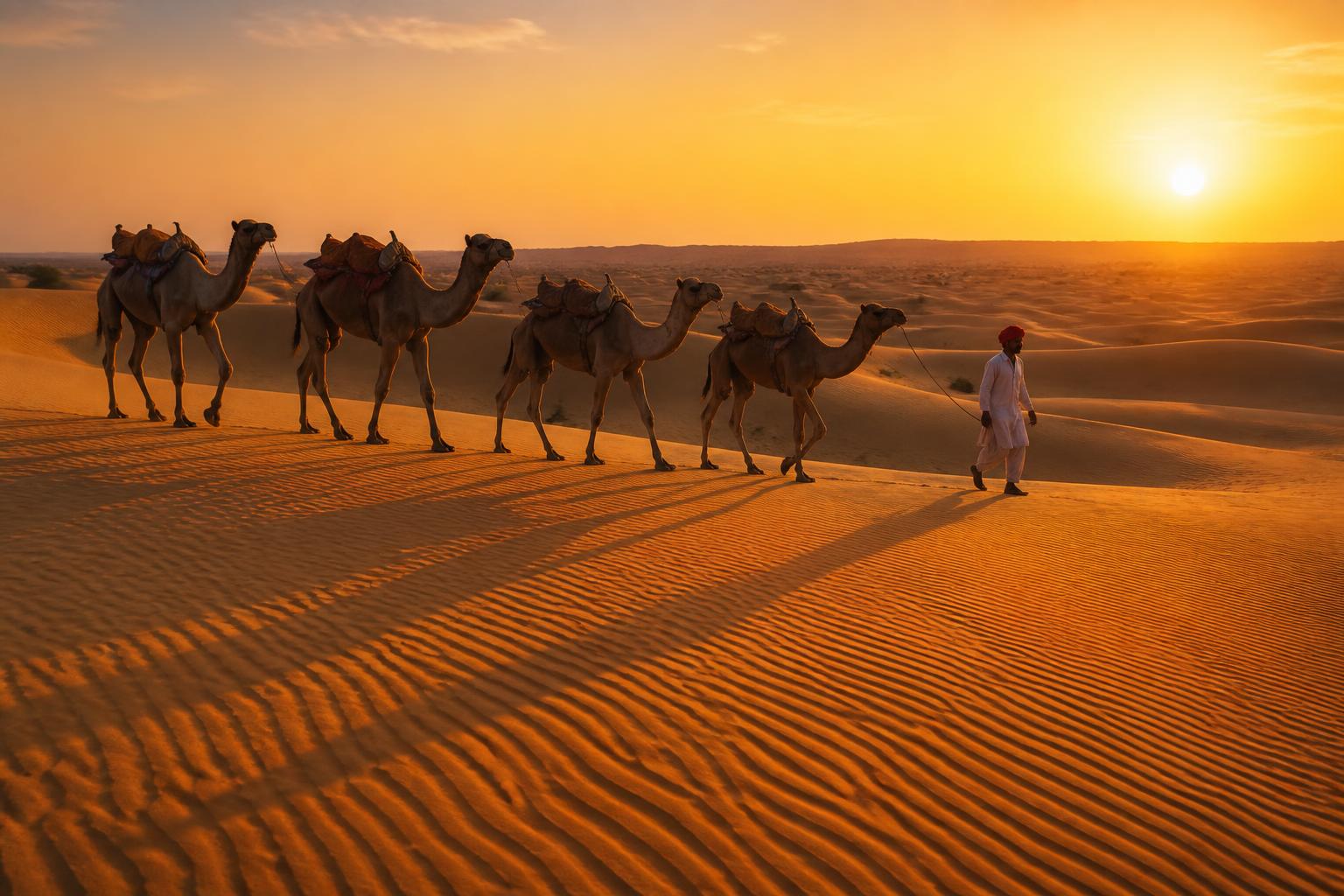 Thar desert dunes at golden hour
