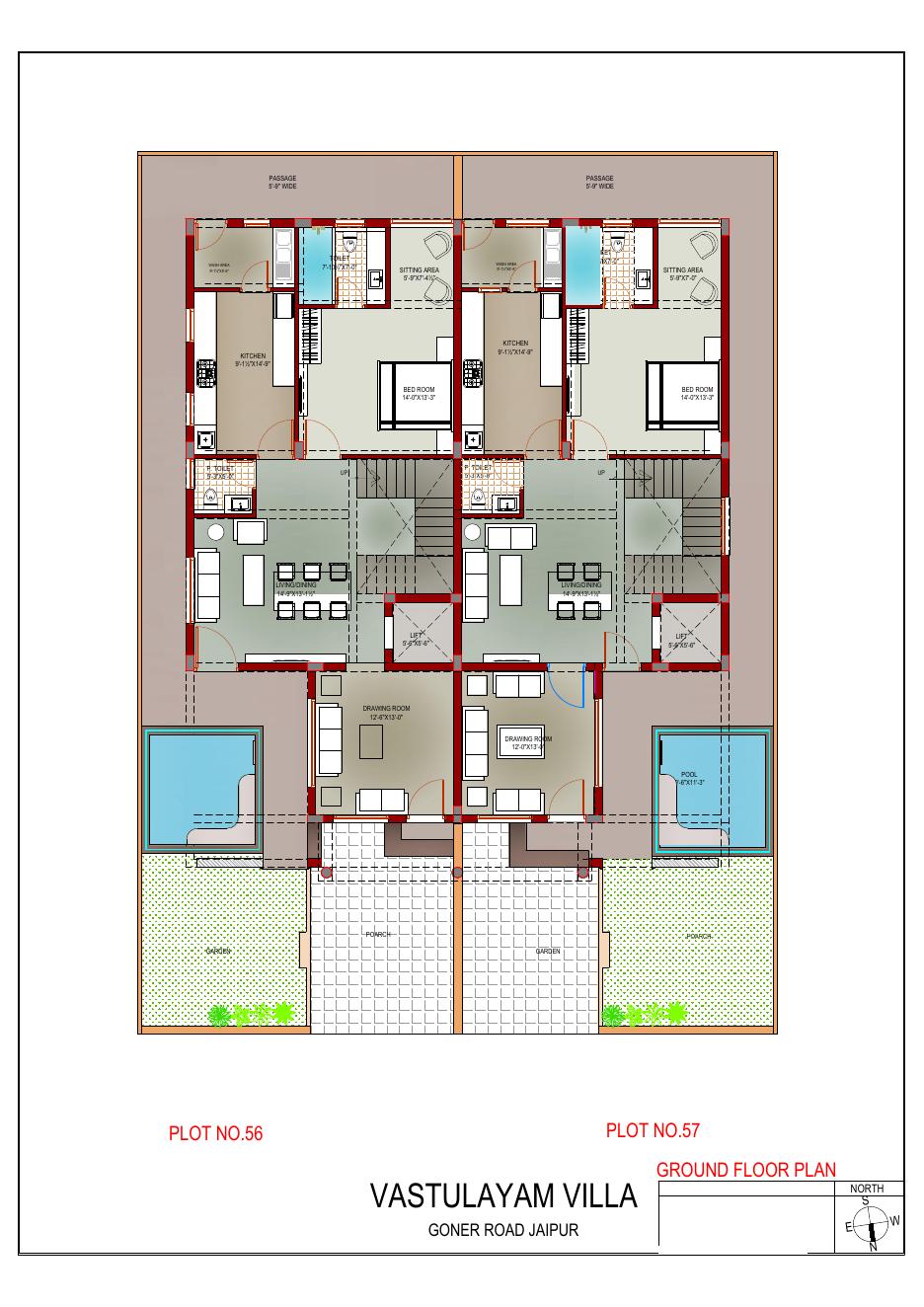 Vastulyam Villas villa floor plan for plots 56–57 in Jaipur