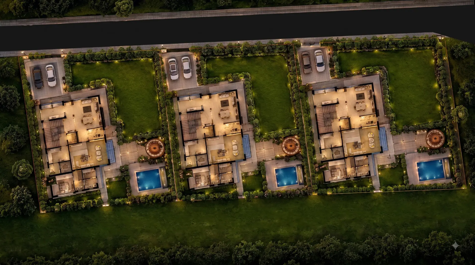 Aerial view of Privemont 3 villas near Jim Corbett