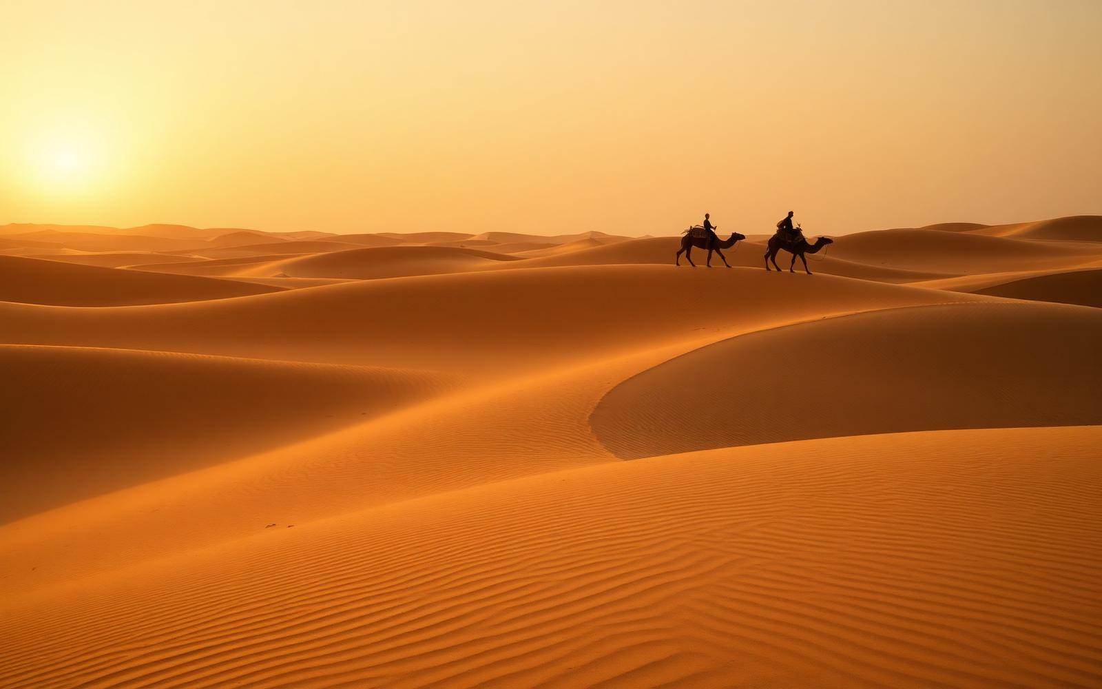 Thar desert dunes at sunset